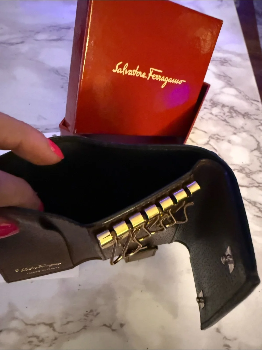 Salvatore Ferragamo Leather 6-Hook Key Case | Made in Italy | Box Included